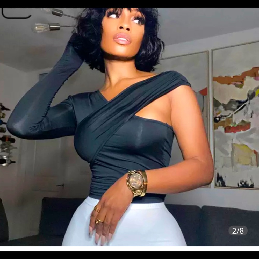 V neck one shoulder Vintage Tees